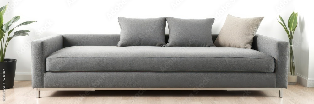 Fototapeta premium Stylish modern sofa day bed with sleek design and comfortable cushions, minimalistic