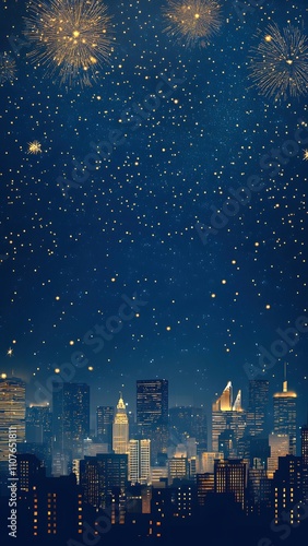 Wallpaper Mural Illustrated background for city fireworks at night Torontodigital.ca