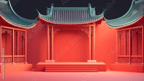 Chinese traditional ancient architecture display scene