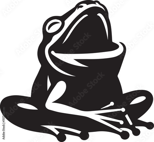 A laughing frog with its head tilted back vector