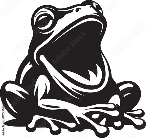 A laughing frog with its head tilted back vector