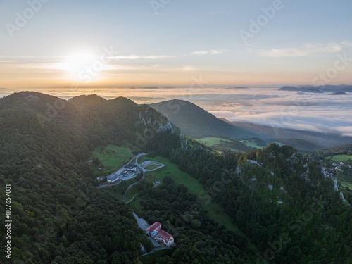 Aerial view of Vrsatec hill in Slovakia photo