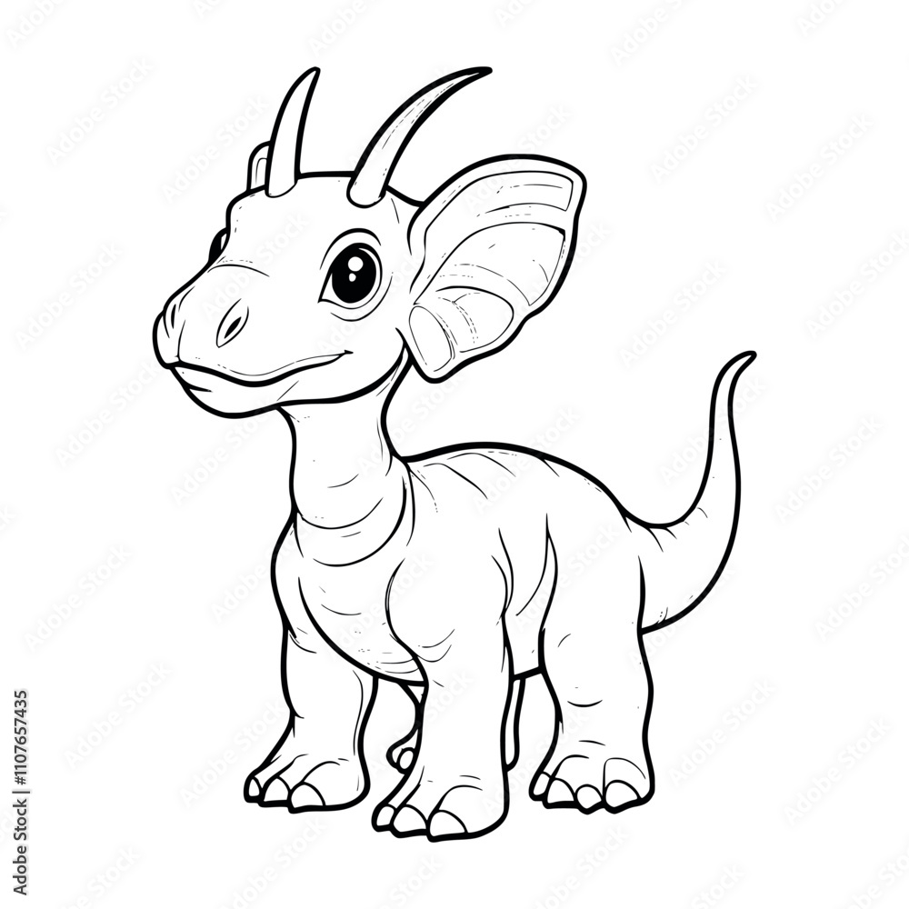 Fototapeta premium Parasaur illustration coloring page for kids - coloring book