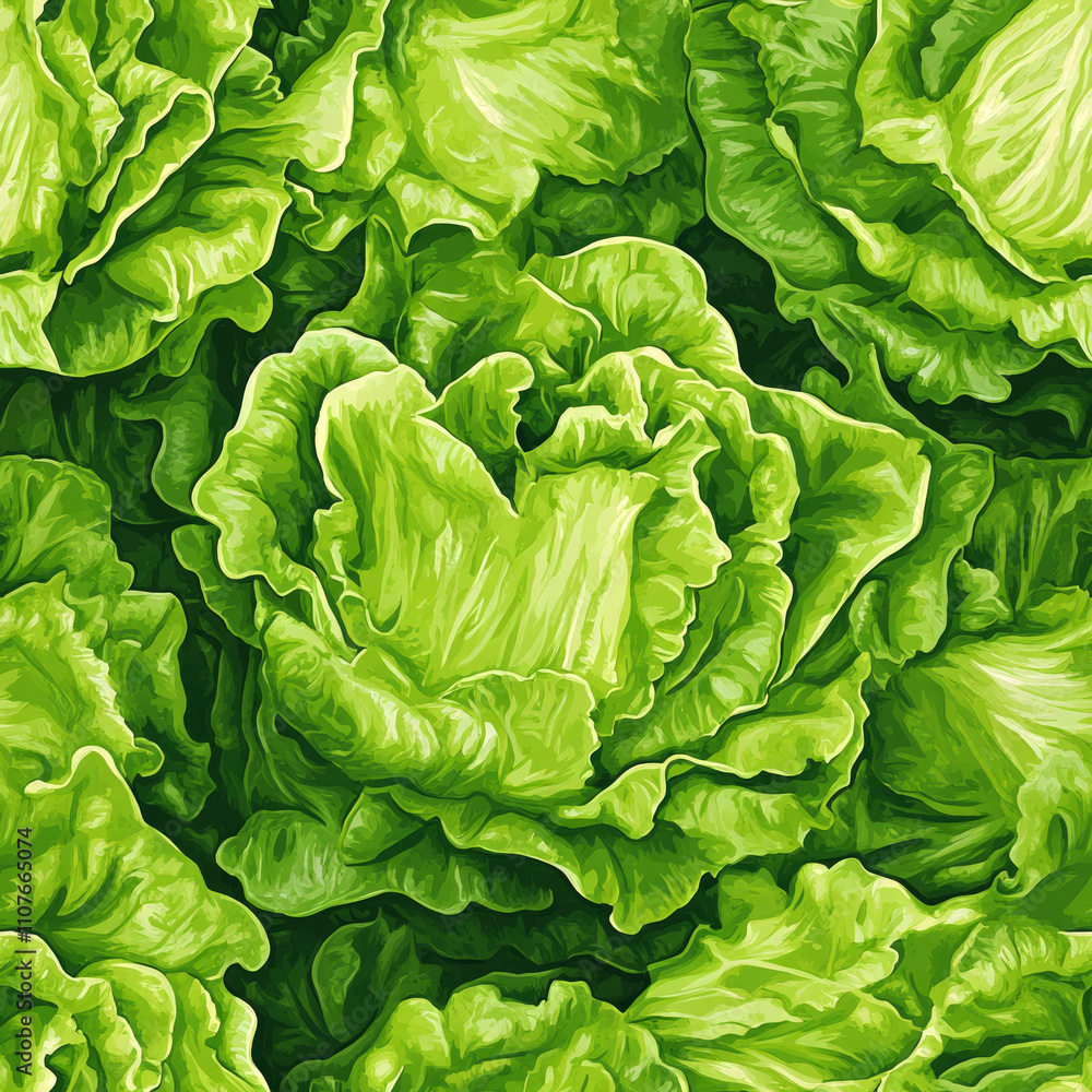 Fototapeta premium Lush green lettuce leaves close-up.