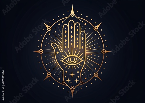 Celestial Hand Logo Design Featuring Magical Line Art for Branding and Creative Projects, Perfect for Spiritual, Mystical, and Artistic Themes in Product Photography photo