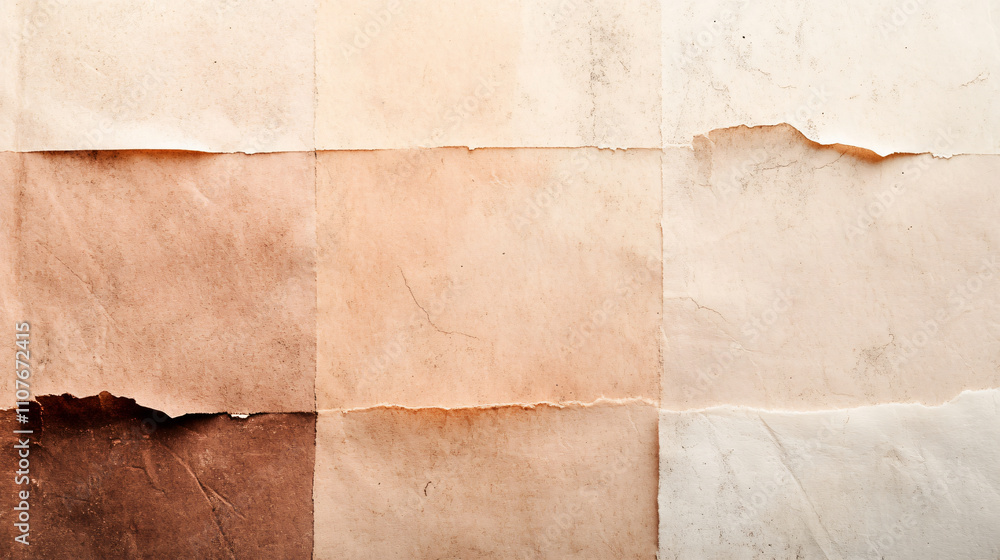 Fototapeta premium blend of earthy tones and textures forms rustic background, showcasing various shades of brown and cream. aged paper adds vintage feel, perfect for creative projects