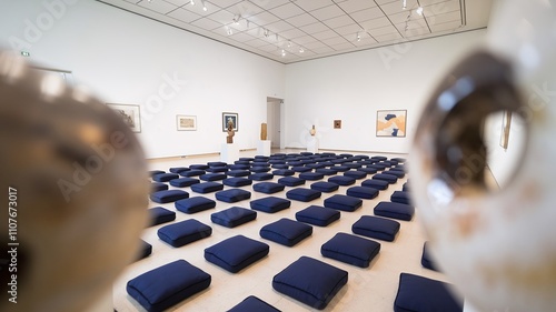 Meditation Cushions in Meditating Room, zafu cushions photo