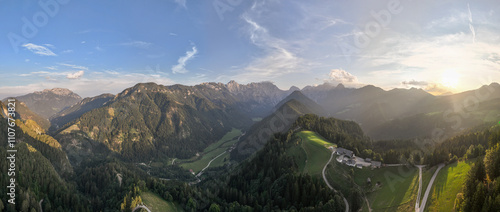 Logar valley view from the Solcava panoramic road, Slovenia photo