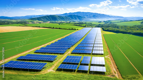 Solar cells are placed in large quantities to produce solar power