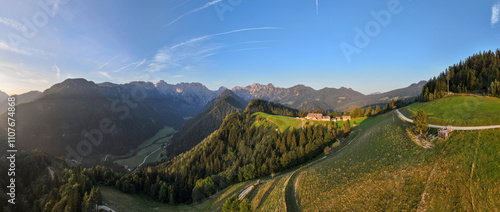 Logar valley view from the Solcava panoramic road, Slovenia photo