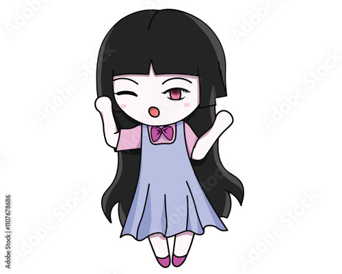 The little girl felt sleepy, illustration vector, eps, cartoon