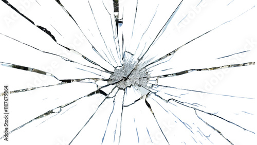 Cracked in glass isolated on a transparent background