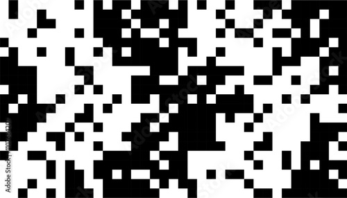 Black and white abstract geometric pattern with pixel effect made arrows formation. Vector Format Illustration 
