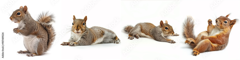 Fototapeta premium Collection set of Squirrel isolated on white background 