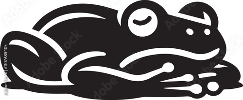 A sleepy cute frog lying down with closed eyes vector