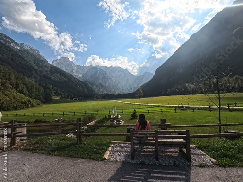 View on mountains by Logar Valley in the slovenian Alps photo