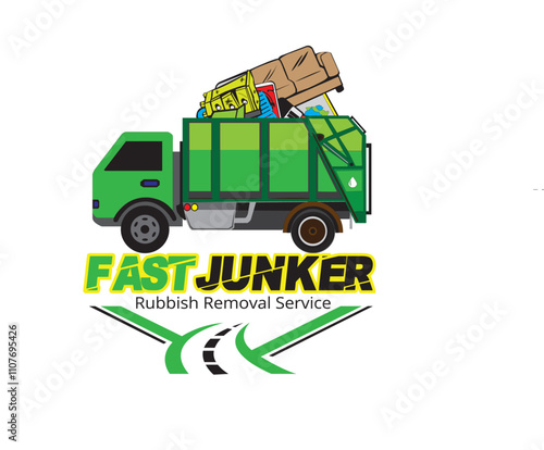 Junk Removal logo design, Dumpster logo, truck vector, 