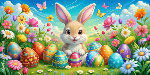 Delightful Easter Bunny Drawing Tutorial for Kids with Colorful Eggs and Spring Flowers in a Bright and Cheerful Setting, Perfect for Family Celebrations and Craft Activities