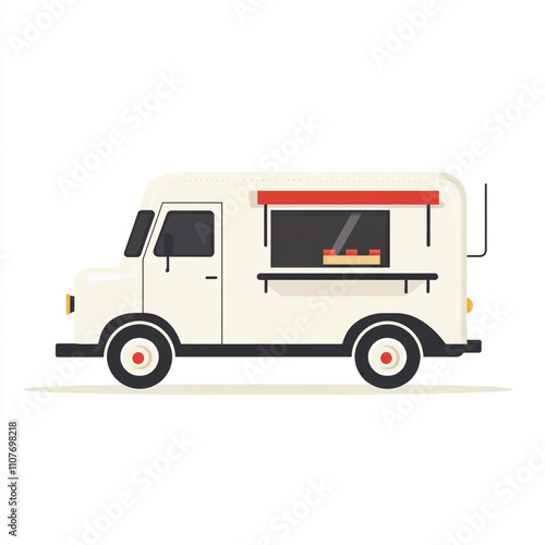 Wallpaper Mural An icon style illustration of a food truck with striped awning. The truck is isolated on a white background.  Torontodigital.ca