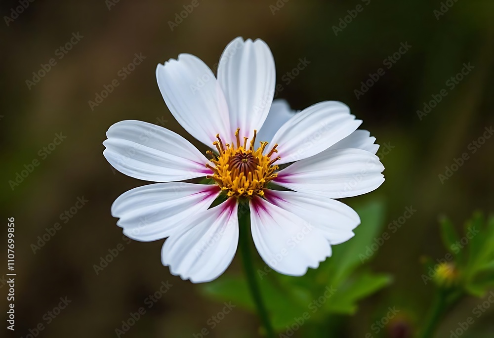 Fototapeta premium Cosmos Flower Blooming With White Petals In Garden