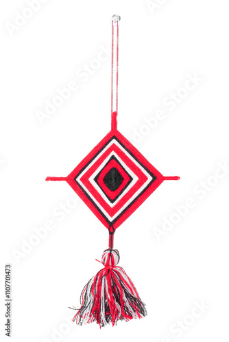 Braided red and black mandalas from handmade yarn 
