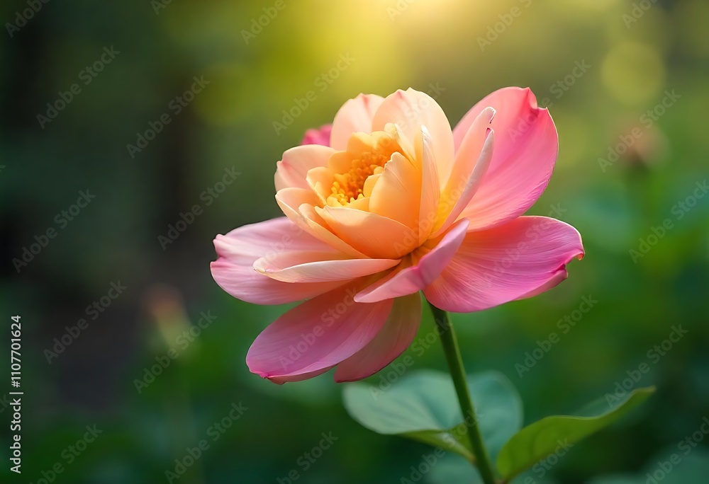 Fototapeta premium Beautiful Pink Lotus Flower Blooming in Natural Light