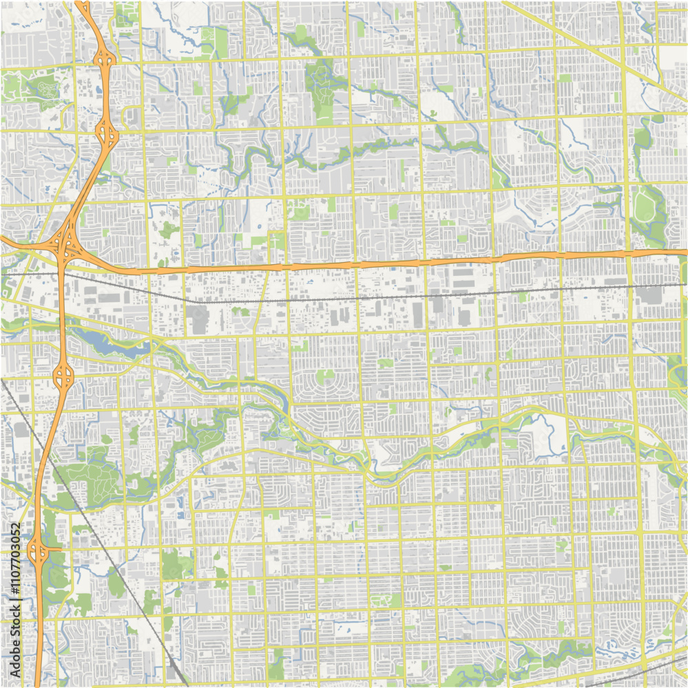 Obraz premium Map of Livonia in Michigan in a normal road map style. Contains layered vector with roads water, parks, etc.