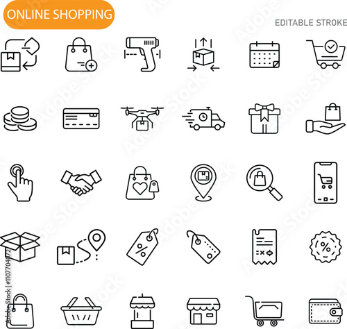 Ecommerce Online Shopping Icons Delivery, Payment, and Retail