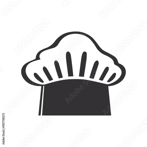  Chef hat black vector illustration,  kitchen silhouette.
