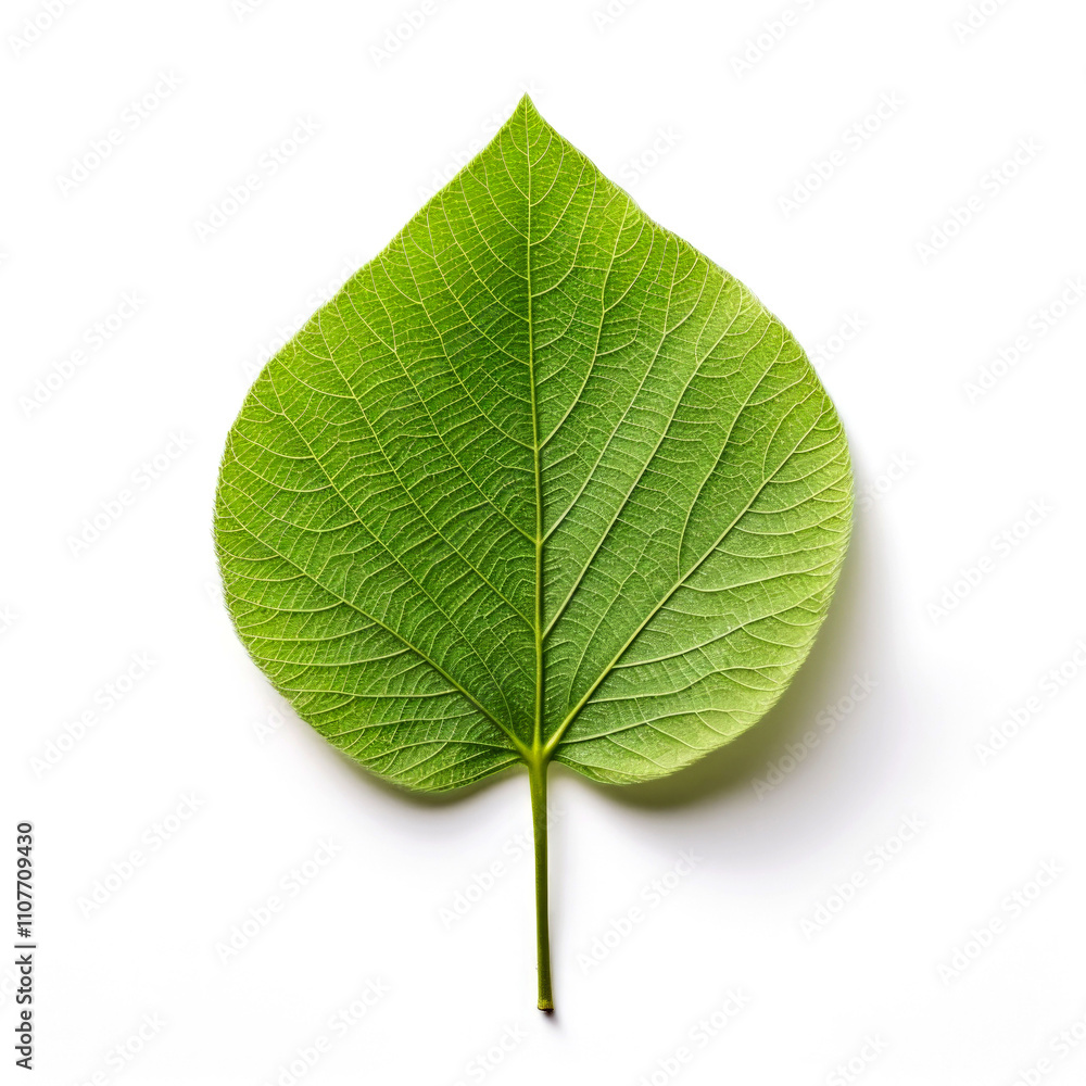 Obraz premium Single green leaf isolated on white. (2)