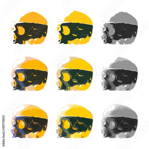 Editable Colorful concept art skull icons