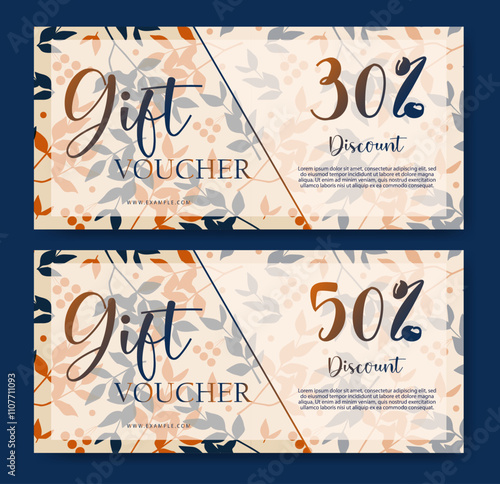 Christmas holiday voucher design. Elegant template for a festive gift card, coupon and certificate