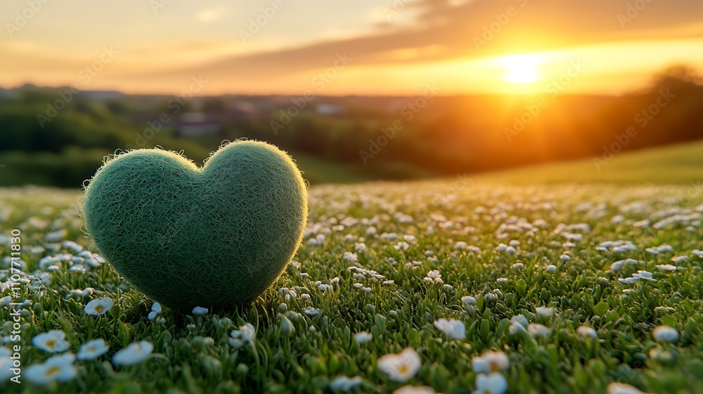 Fototapeta premium Sunset field love