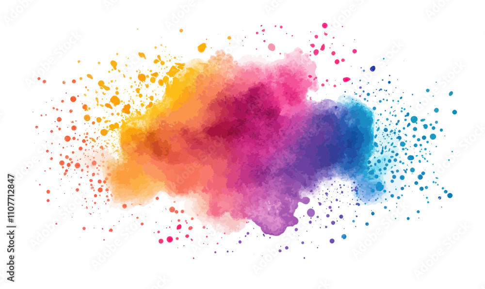 Fototapeta premium Vibrant Colorful Ink Splash Paint Splatter Powder Explosion on White Background