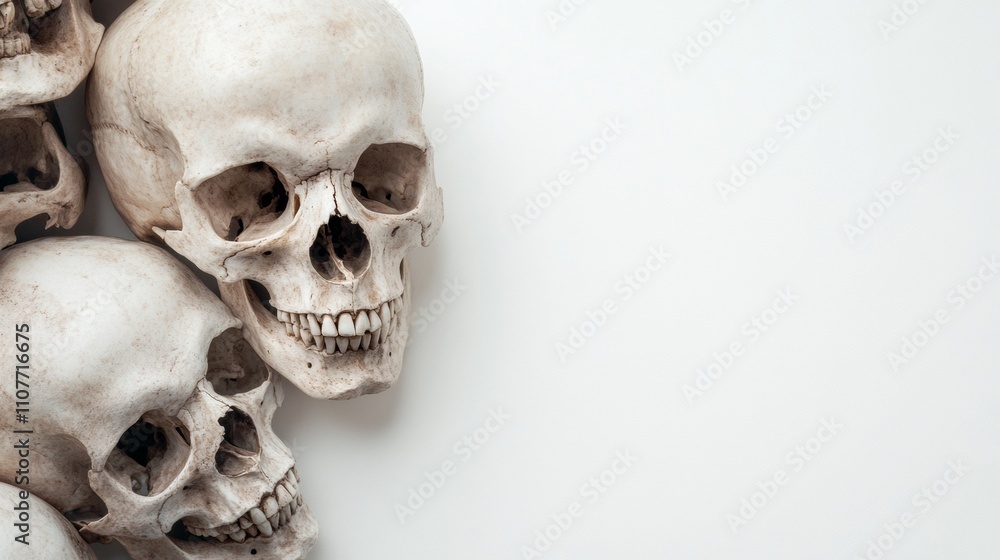 Obraz premium human skulls on white background