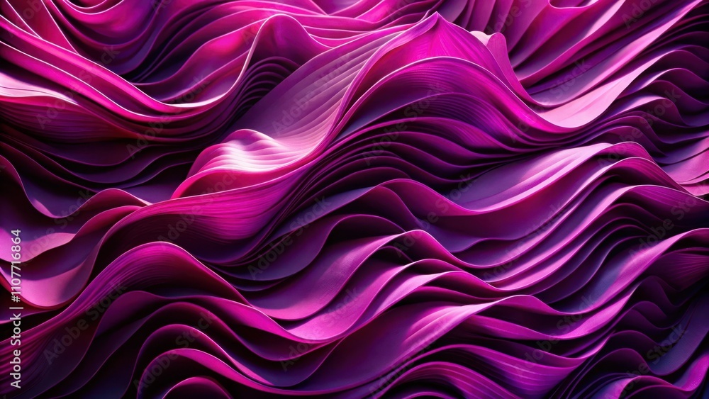 Obraz premium Abstract Wavy Pattern of Vivid Magenta and Purple Tones with Gradual Depth and Shadow Effects