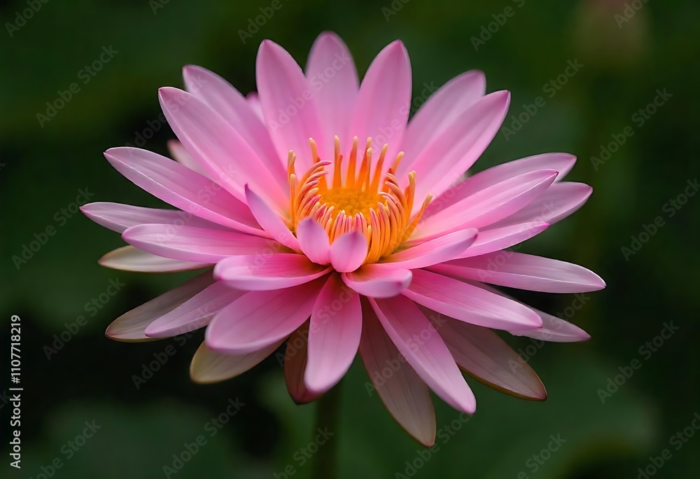Obraz premium Lotus flower blooming with pink petals and yellow center