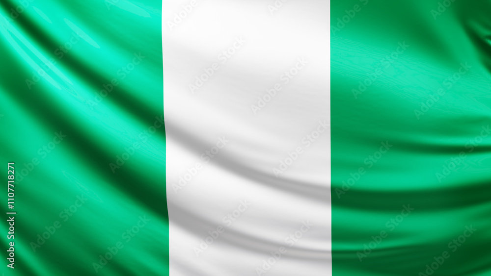 Obraz premium nigerian flag pictures, close-up shot of nigeria nation, africa, animated flag background photo, 3D photo of a flag, national symbol of the nigerian people, patriotism, full screen