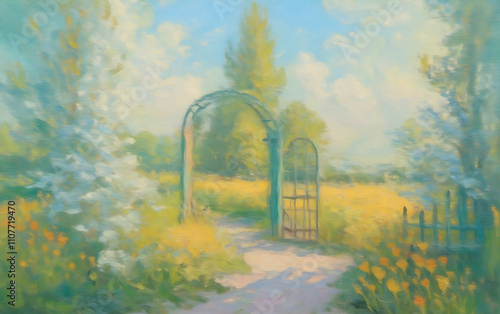 misty morning in the morning Oil painting