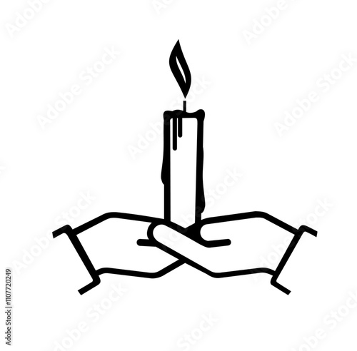 burning candle in a candlestick