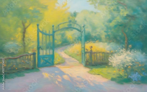 misty morning in the morning Oil painting