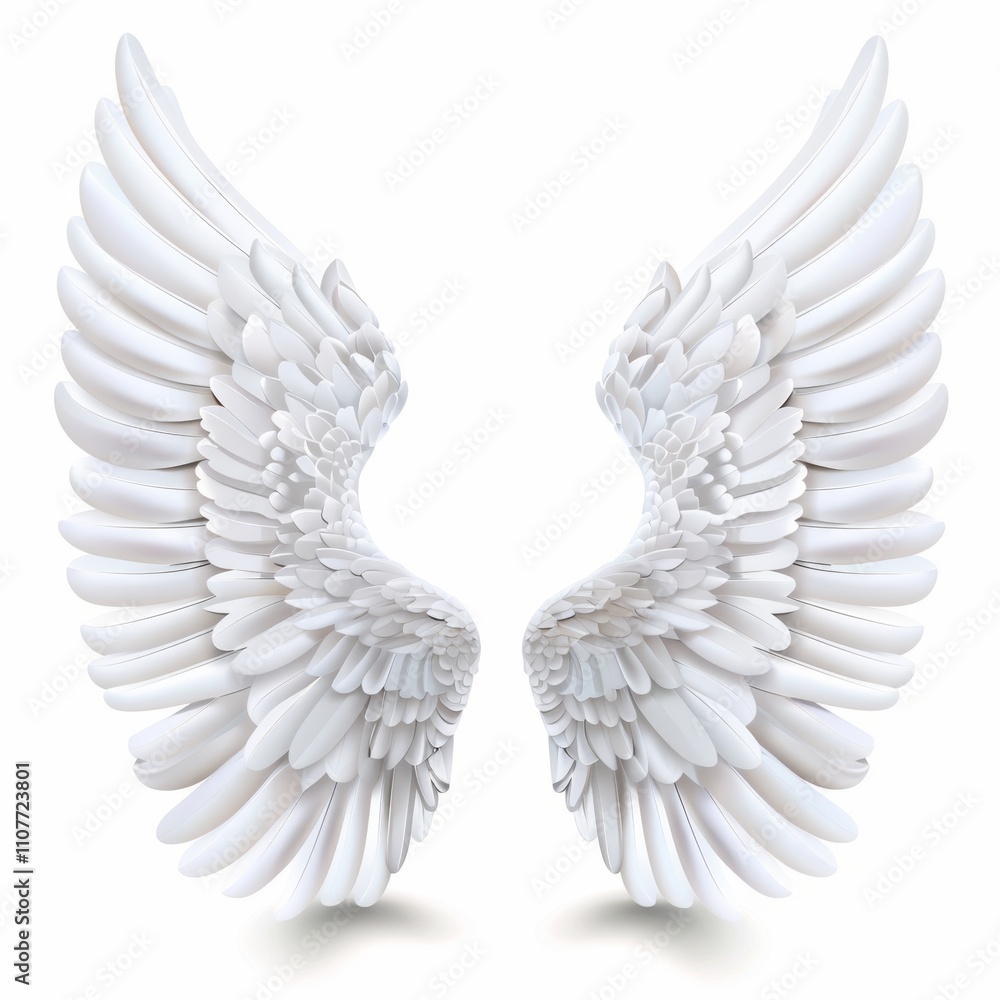 Fototapeta premium Wings icon, angel wings emblem, bird feathers silhouette, pigeon sign, spirituality symbol, elegance flight