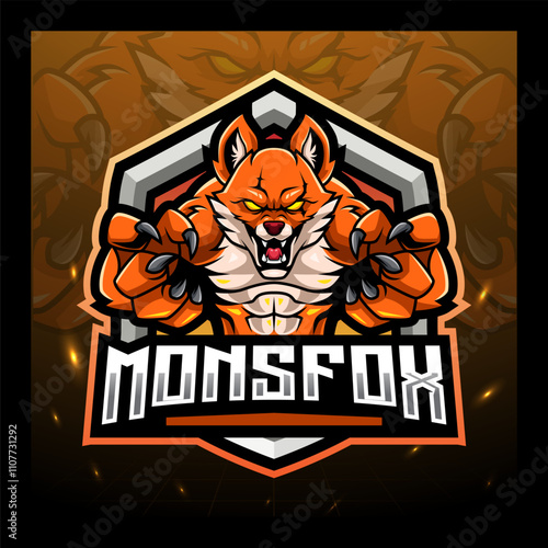 Monster fox  mascot esport logo design