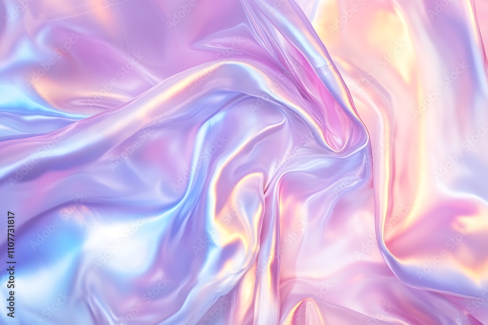 Obraz premium A vibrant, iridescent fabric drapes in soft pastel hues.