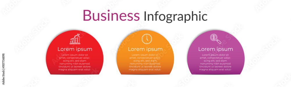 Obraz premium 3 Steps Business Infographic Template Design Can Be Used For Process Diagram, Presentations, Workflow Layout, Flow Chart, Steps