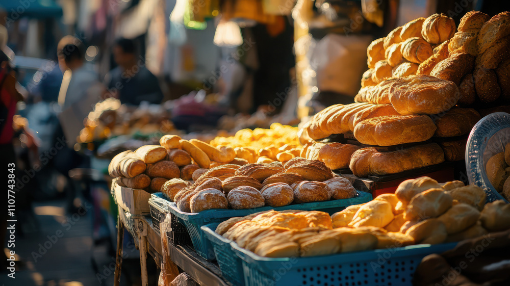 Fototapeta premium Street Vendor Selling Bread