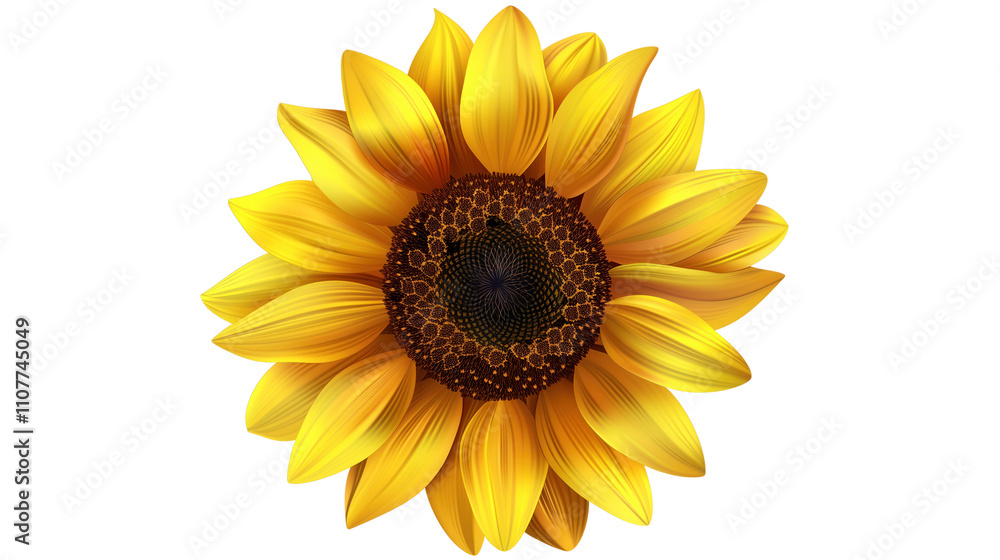 Naklejka premium A yellow sunflower with a brown center