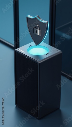Server with security shield shown above Isometric view