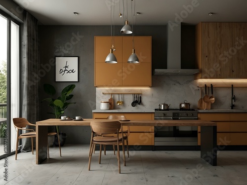 Wallpaper Mural Modern kitchen interior mockup. Torontodigital.ca