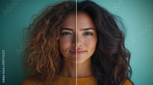 A visual representation of a hair transformation, highlighting remarkable style improvement and sleekness, and demonstrating beauty through effective hair care techniques.
